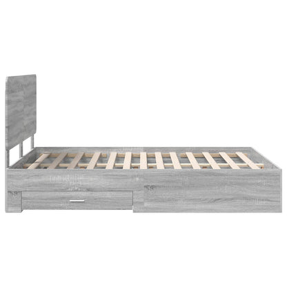 Bedframe met hoofdeinde Grijs Sonoma 140 x 190 cm Bewerkt hout