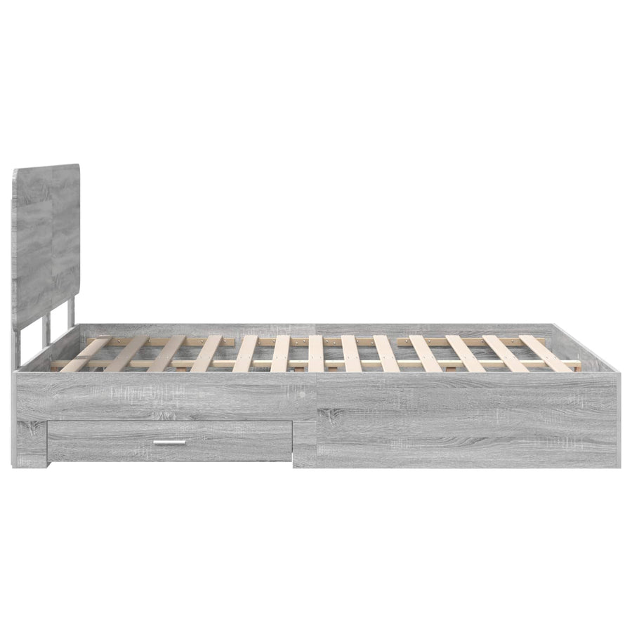 Bedframe met hoofdeinde Grijs Sonoma 140 x 190 cm Bewerkt hout