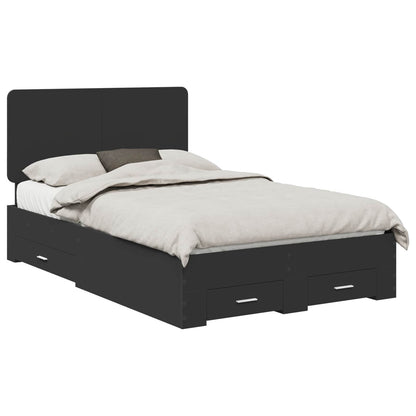 Bedframe met hoofdeinde Zwart 135 x 190 cm Bewerkt hout