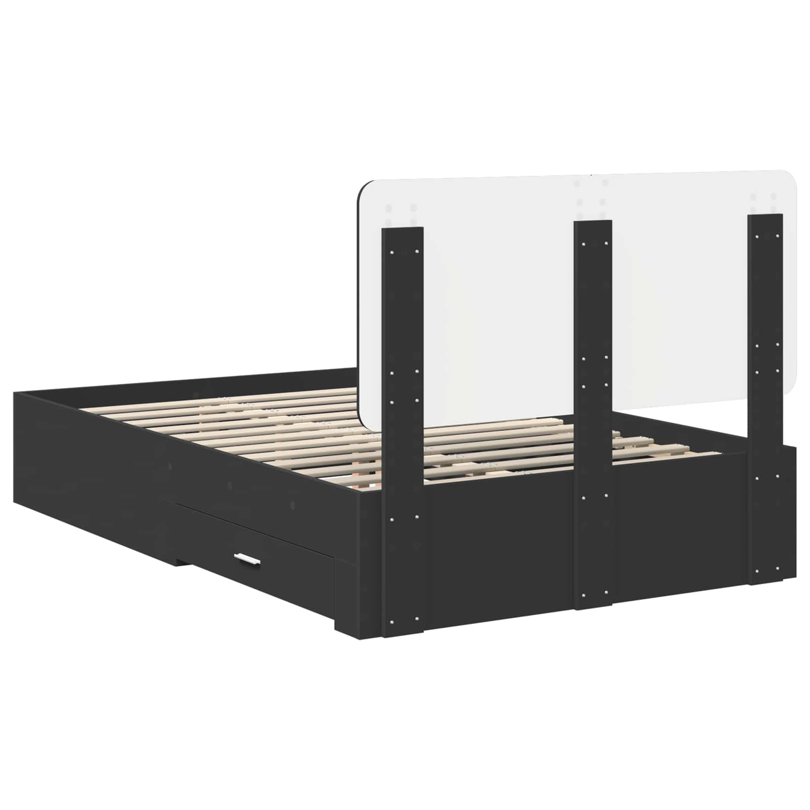 Bedframe met hoofdeinde Zwart 135 x 190 cm Bewerkt hout