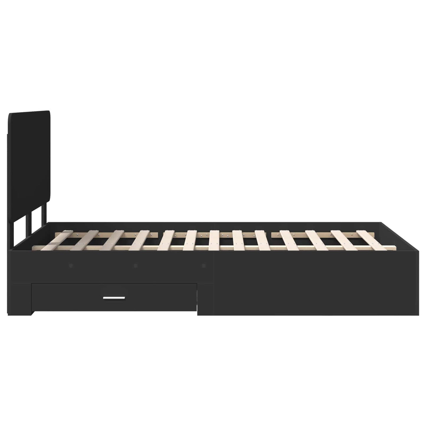 Bedframe met hoofdeinde Zwart 135 x 190 cm Bewerkt hout
