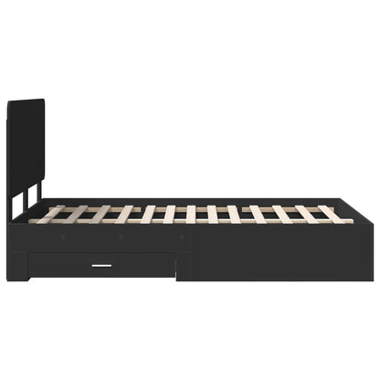 Bedframe met hoofdeinde Zwart 135 x 190 cm Bewerkt hout