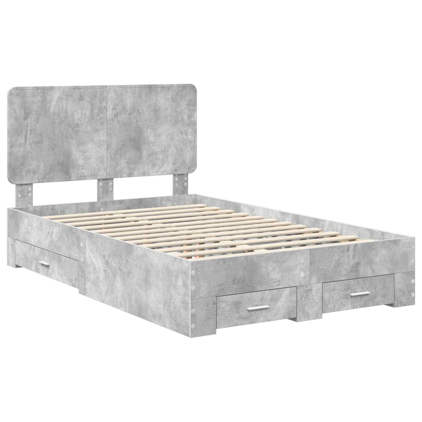Bedframe met hoofdeinde Beton Grijs 135 x 190 cm Bewerkt hout