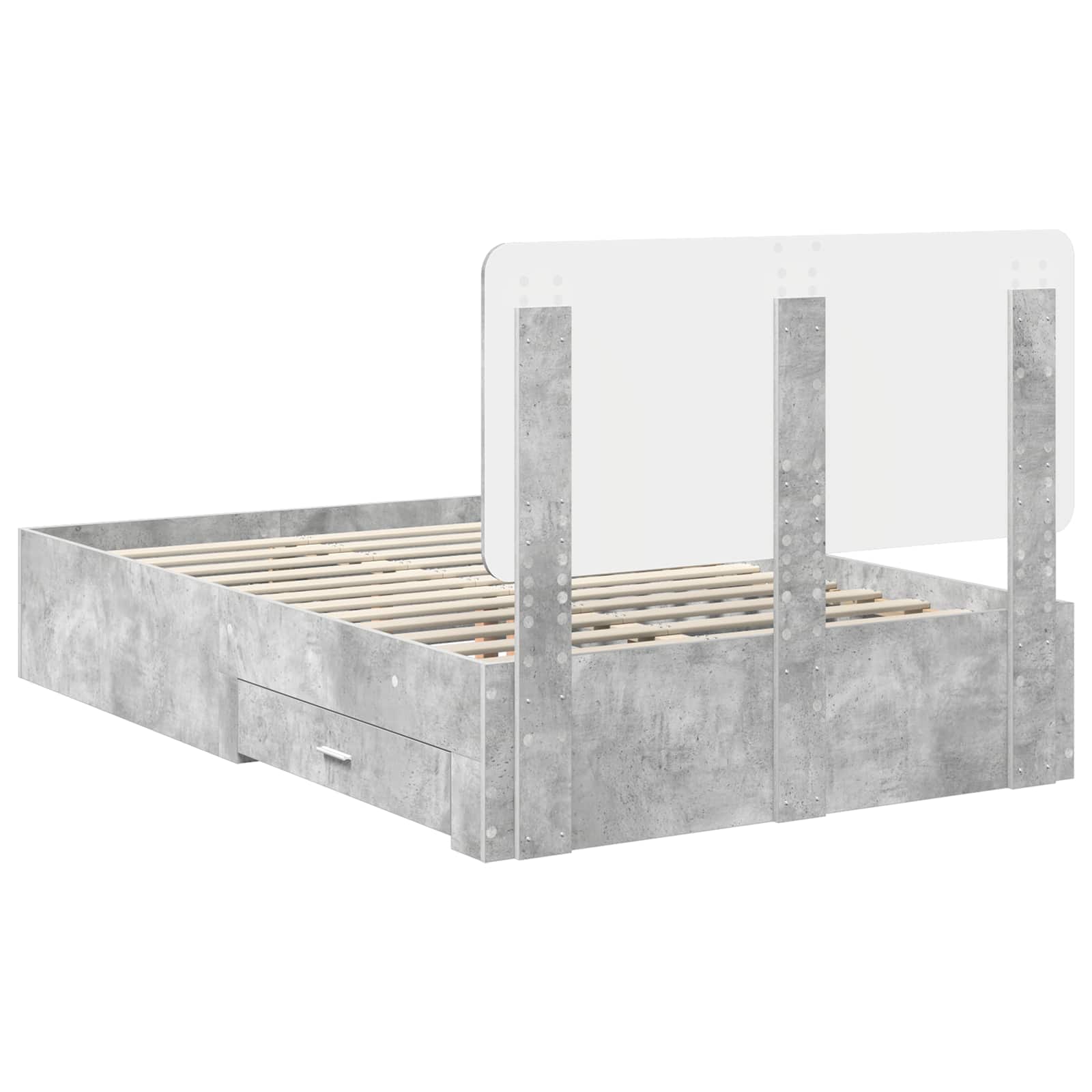 Bedframe met hoofdeinde Beton Grijs 135 x 190 cm Bewerkt hout
