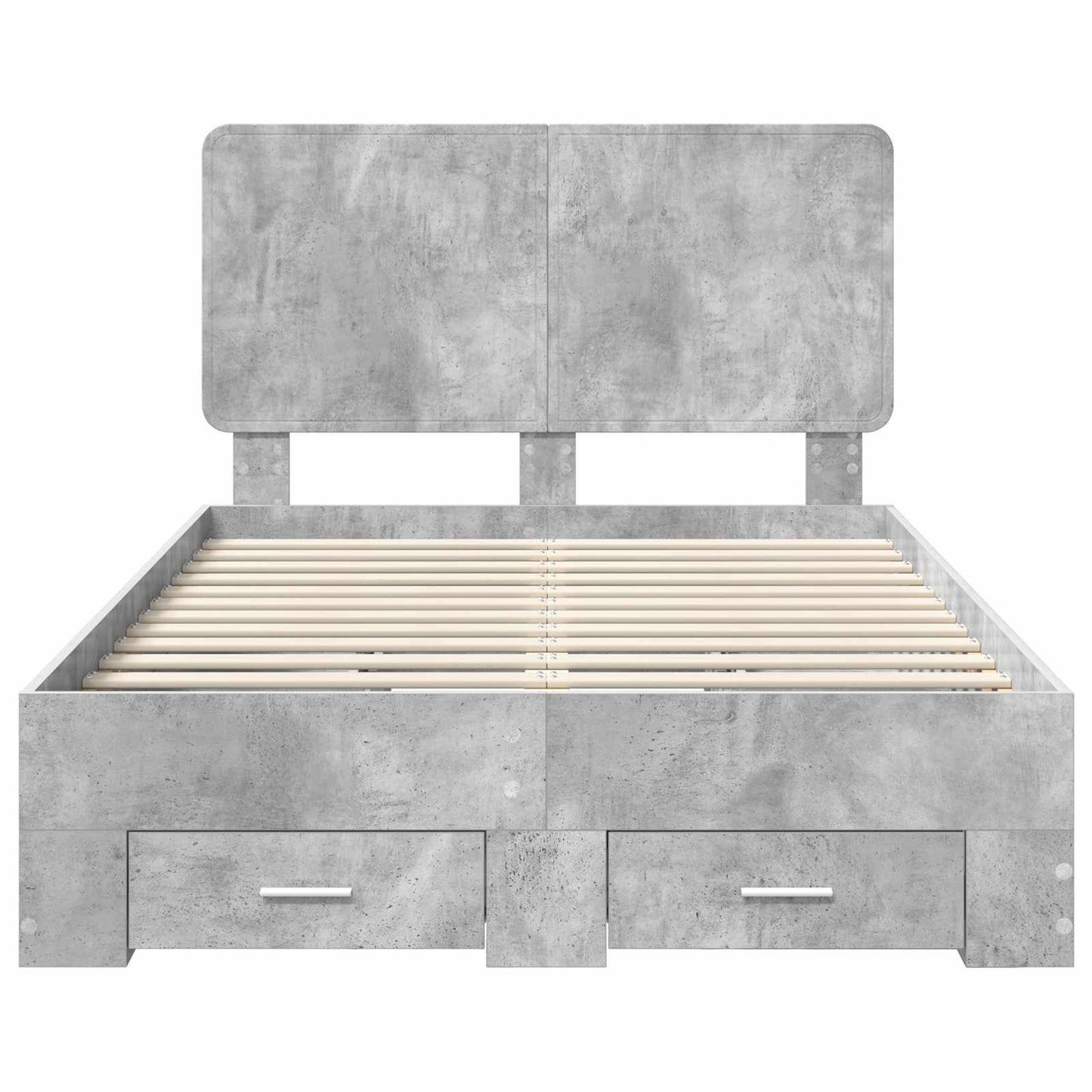 Bedframe met hoofdeinde Beton Grijs 135 x 190 cm Bewerkt hout