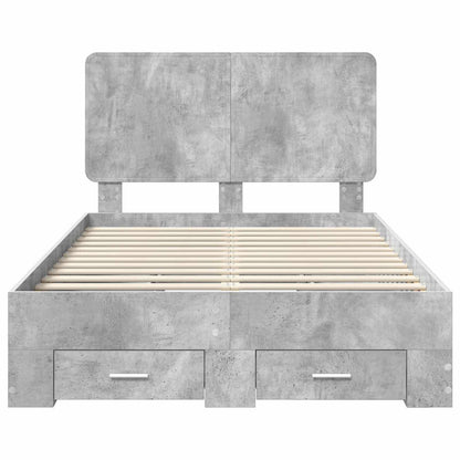 Bedframe met hoofdeinde Beton Grijs 135 x 190 cm Bewerkt hout