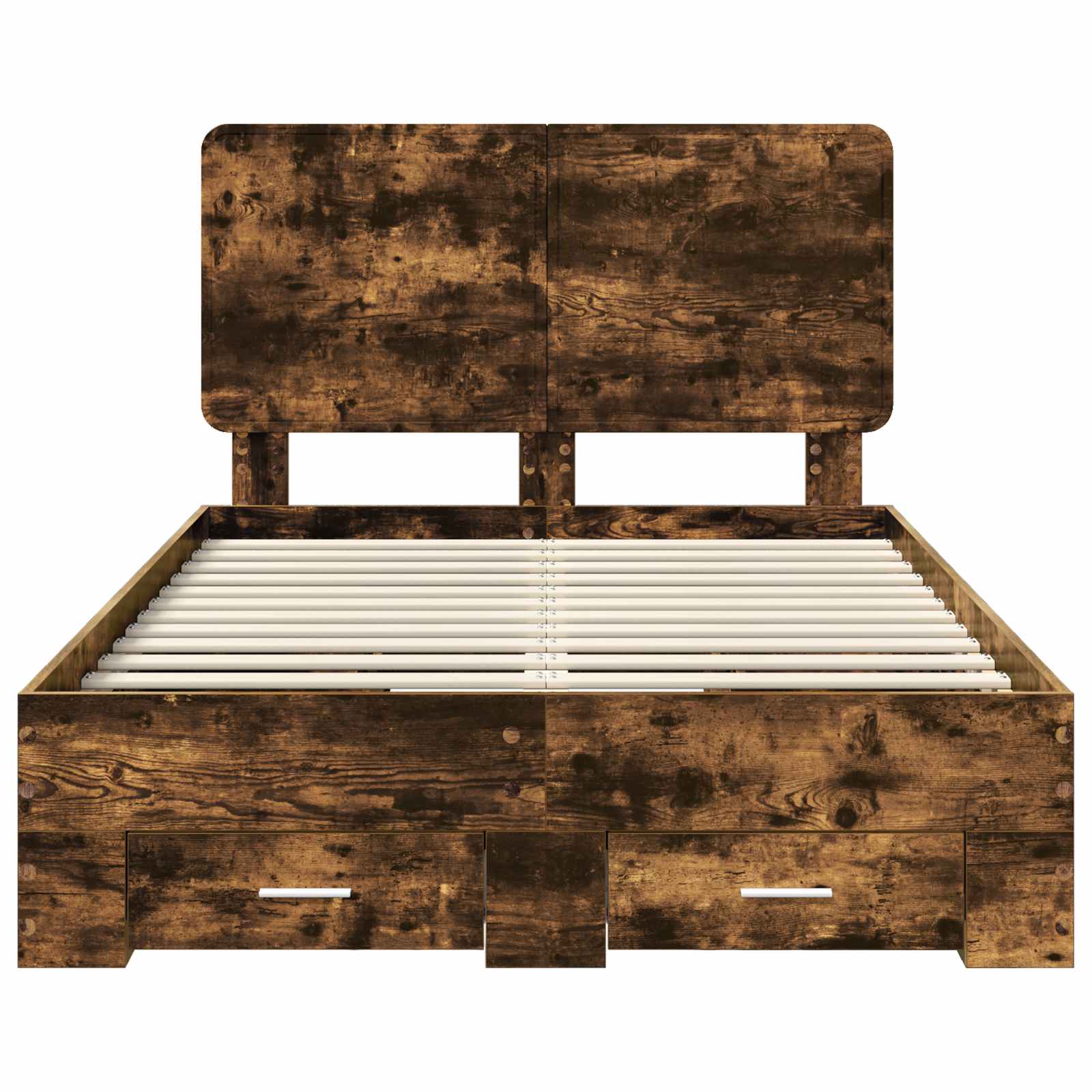 Bedframe met hoofdeinde Gerookt eiken 135 x 190 cm Bewerkt hout