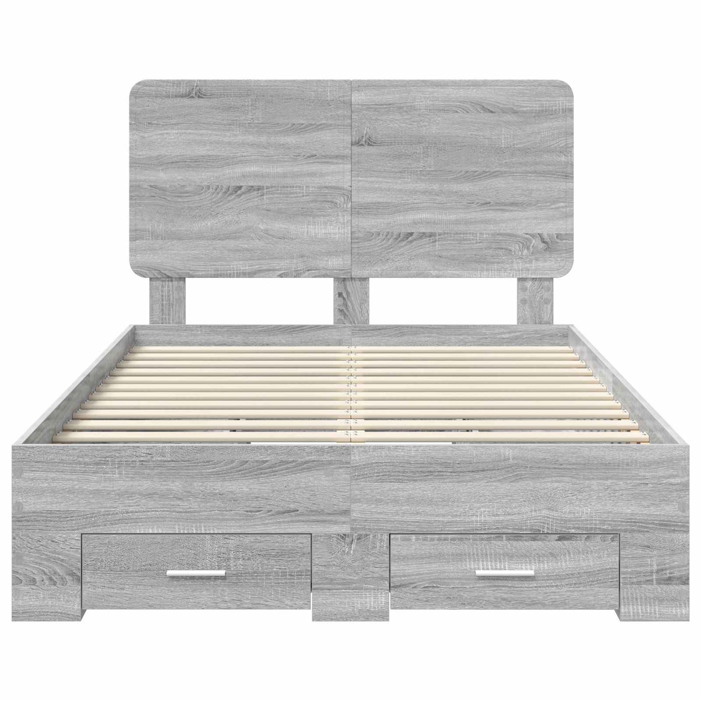 Bedframe met hoofdeinde Grijs Sonoma 135 x 190 cm Bewerkt hout