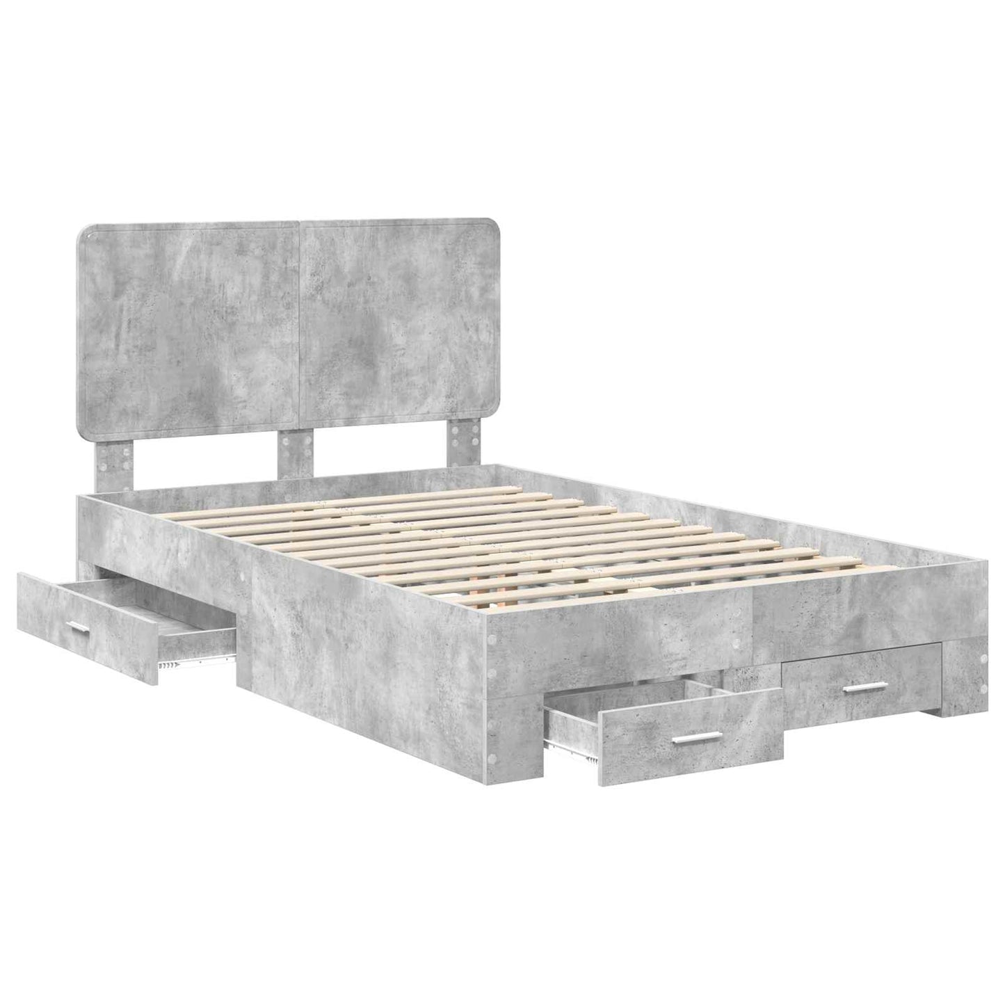 Bedframe met hoofdeinde Beton Grijs 120 x 200 cm Bewerkt hout