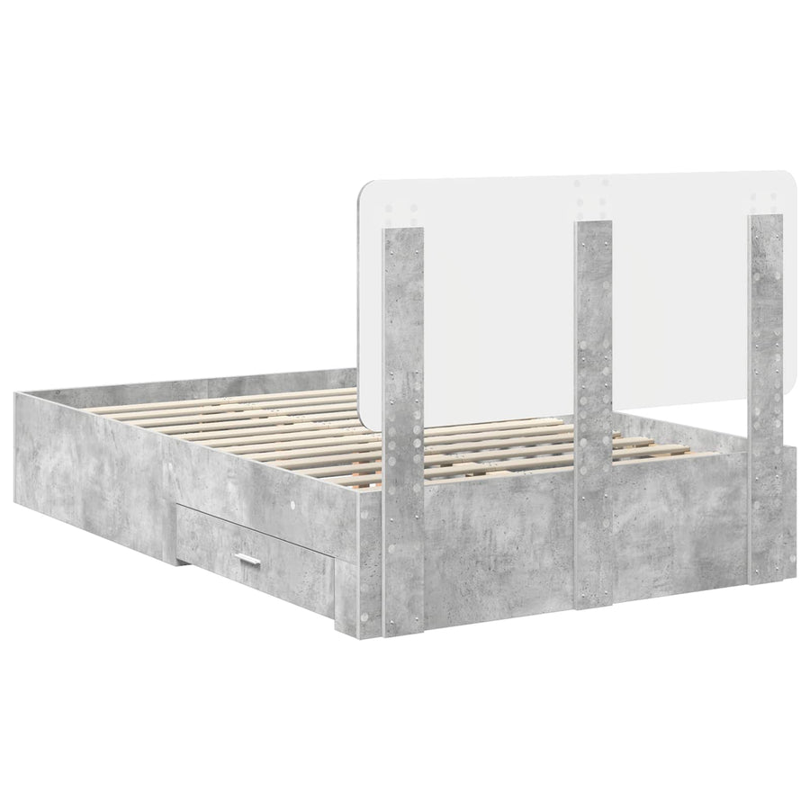 Bedframe met hoofdeinde Beton Grijs 120 x 200 cm Bewerkt hout