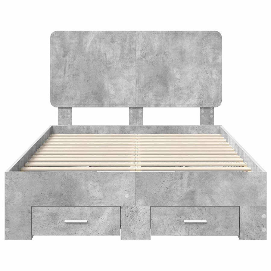 Bedframe met hoofdeinde Beton Grijs 120 x 200 cm Bewerkt hout