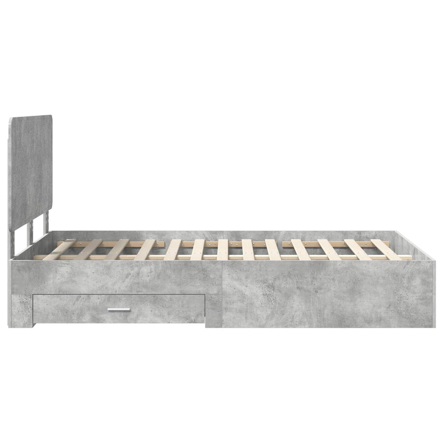 Bedframe met hoofdeinde Beton Grijs 120 x 200 cm Bewerkt hout