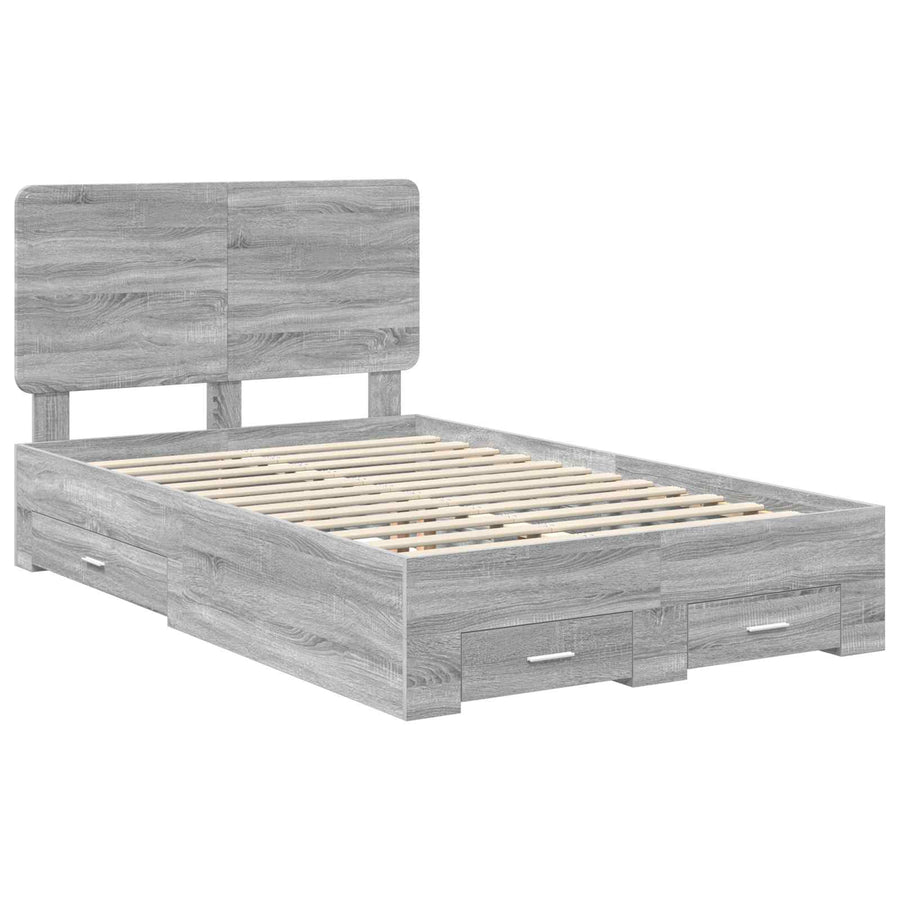 Bedframe met hoofdeinde Grijs Sonoma 120 x 200 cm Bewerkt hout