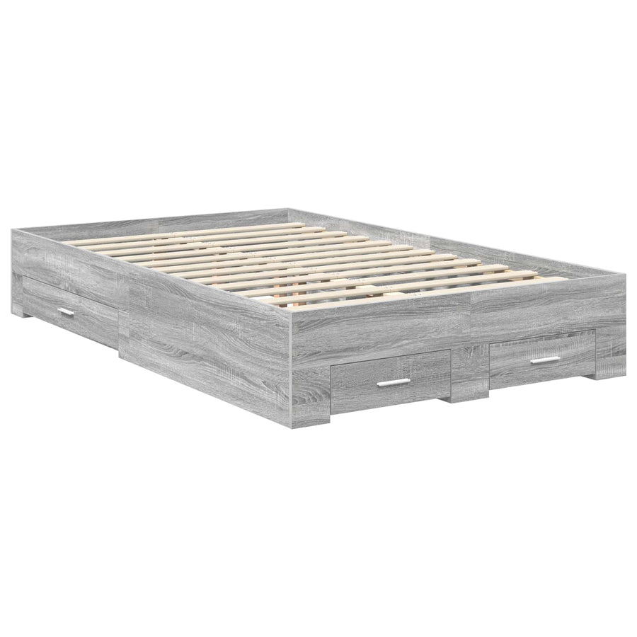 Bedframe met hoofdeinde Grijs Sonoma 120 x 200 cm Bewerkt hout