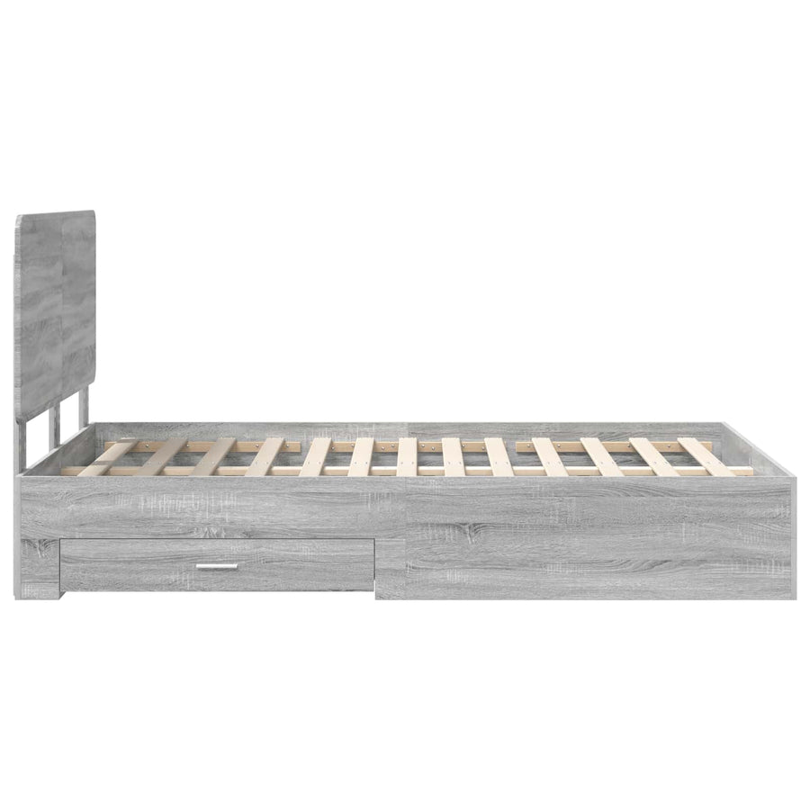 Bedframe met hoofdeinde Grijs Sonoma 120 x 200 cm Bewerkt hout