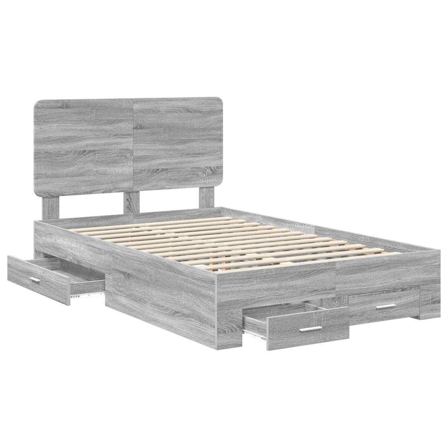 Bedframe met hoofdeinde Grijs Sonoma 120 x 190 cm Bewerkt hout