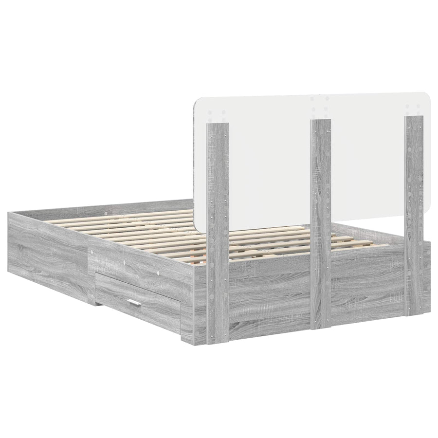 Bedframe met hoofdeinde Grijs Sonoma 120 x 190 cm Bewerkt hout