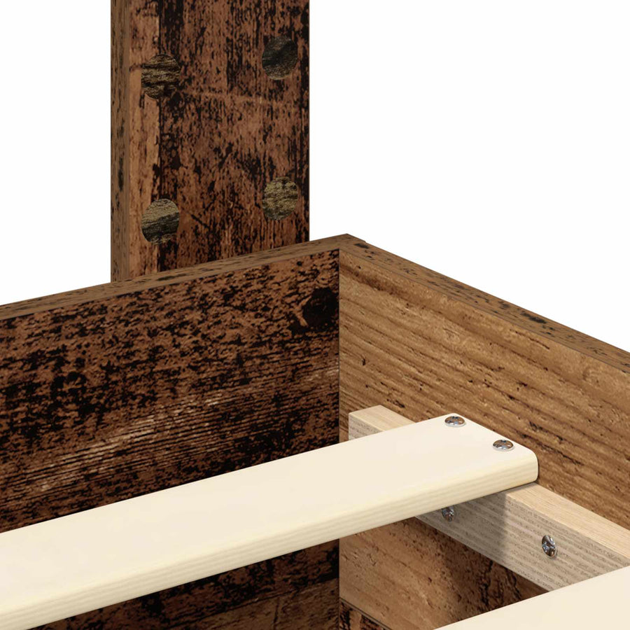 Bedframe met hoofdeinde Oudhout 120 x 190 cm Bewerkt hout