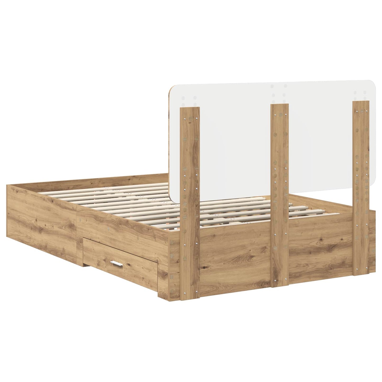 Bedframe met hoofdeinde Artisan Eiken 120 x 190 cm Bewerkt hout