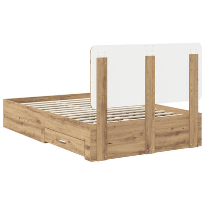 Bedframe met hoofdeinde Artisan Eiken 120 x 190 cm Bewerkt hout