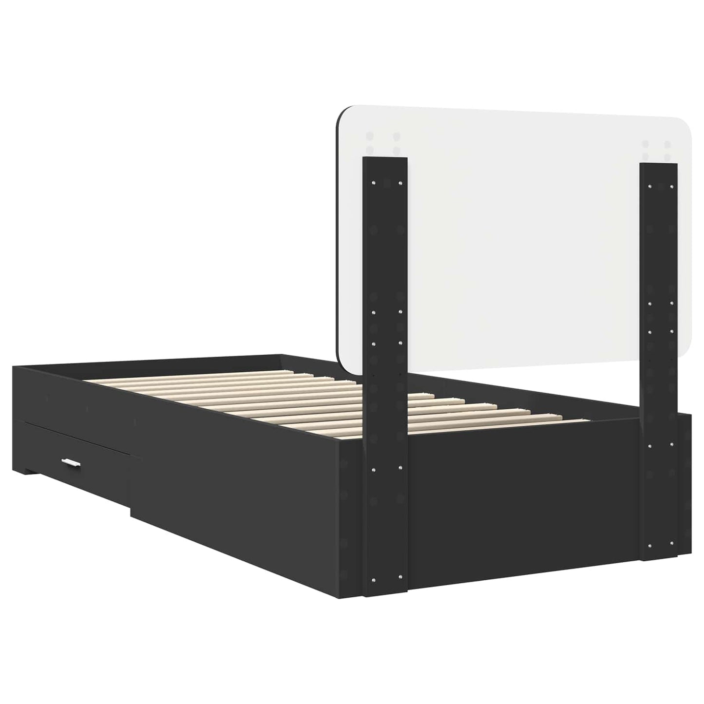 Bedframe met hoofdeinde Zwart 100 x 200 cm Bewerkt hout