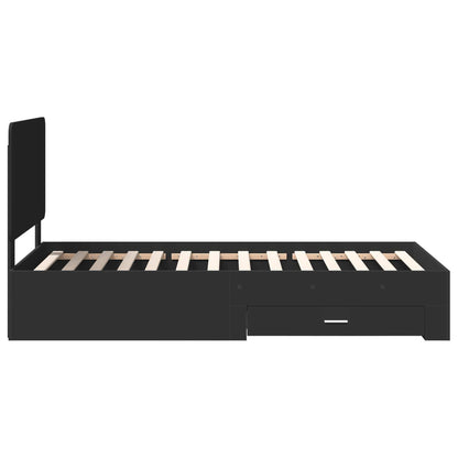 Bedframe met hoofdeinde Zwart 100 x 200 cm Bewerkt hout