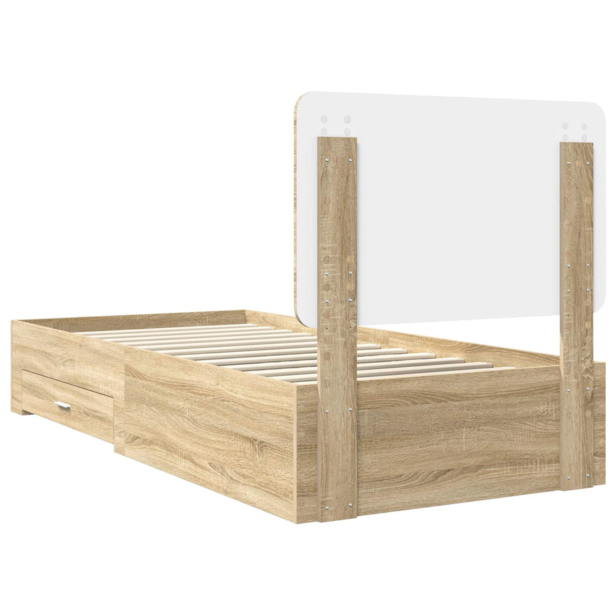 Bedframe met hoofdeinde Sonoma Eiken 100 x 200 cm Bewerkt hout