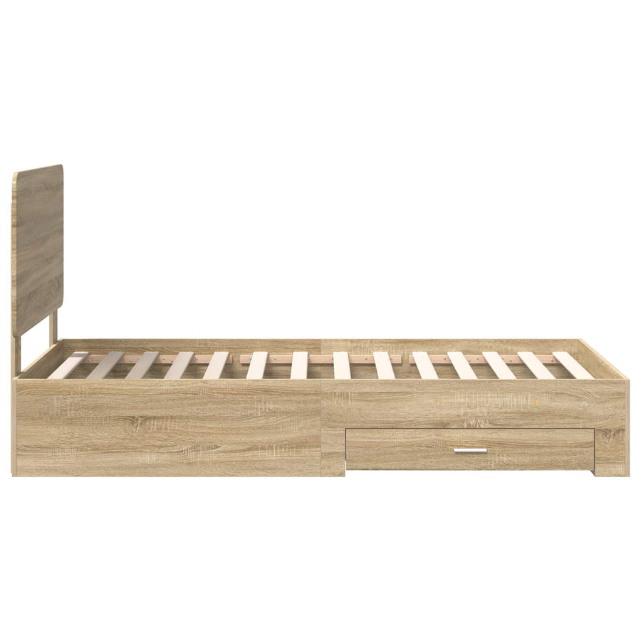Bedframe met hoofdeinde Sonoma Eiken 100 x 200 cm Bewerkt hout