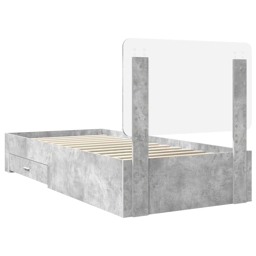 Bedframe met hoofdeinde Beton Grijs 100 x 200 cm Bewerkt hout