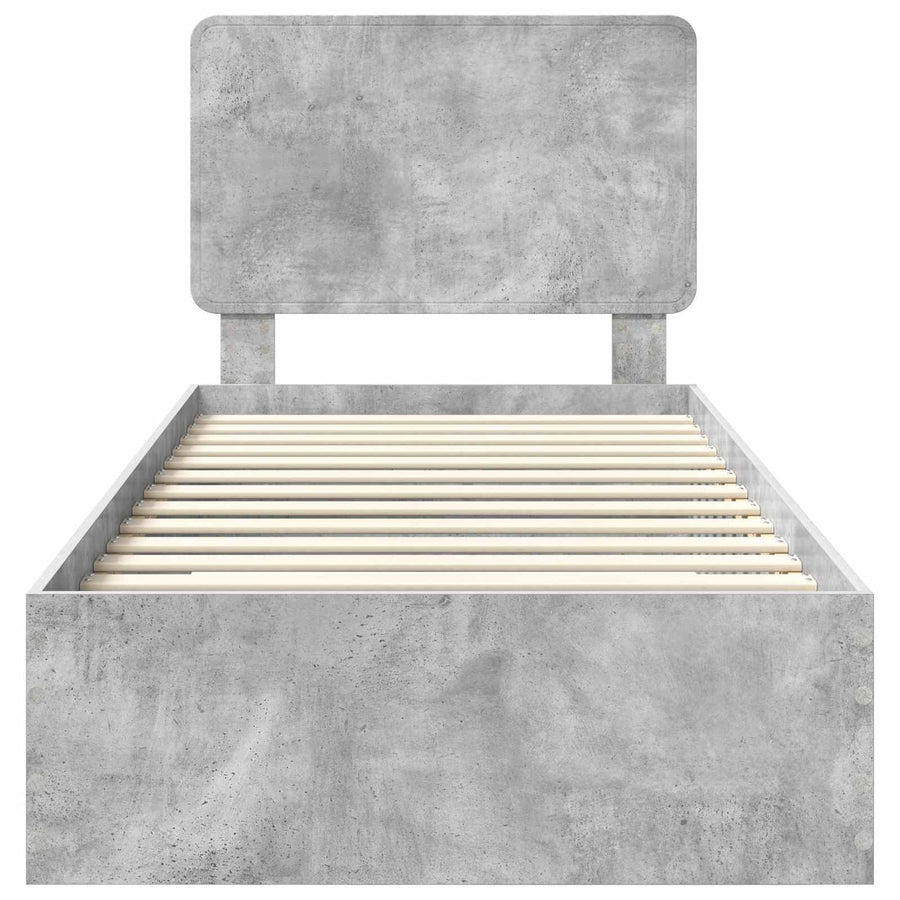 Bedframe met hoofdeinde Beton Grijs 100 x 200 cm Bewerkt hout
