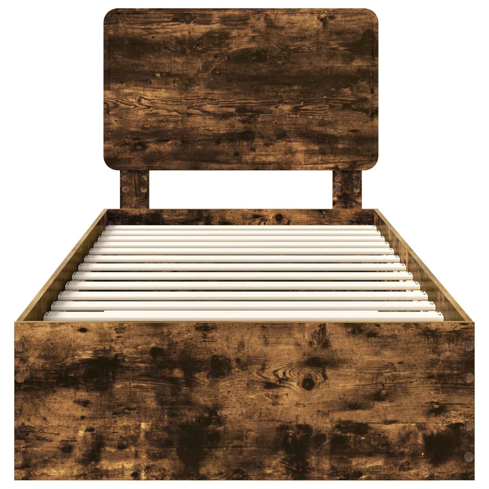 Bedframe met hoofdeinde Gerookt eiken 100 x 200 cm Bewerkt hout