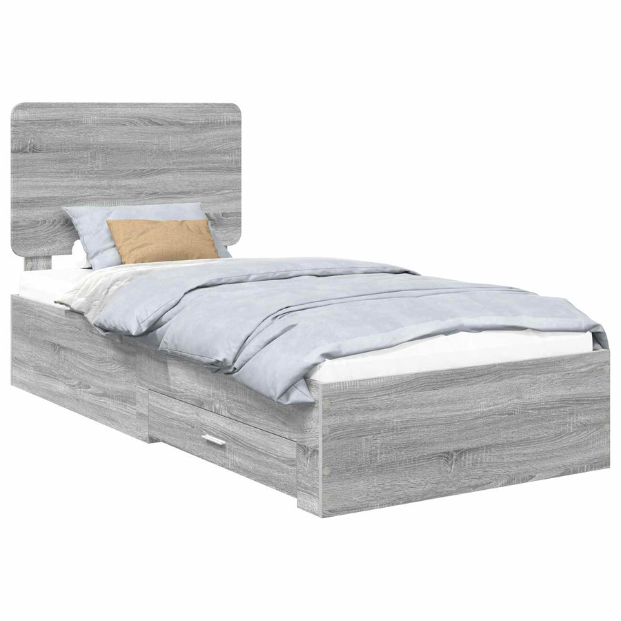 Bedframe met hoofdeinde Grijs Sonoma 100 x 200 cm Bewerkt hout