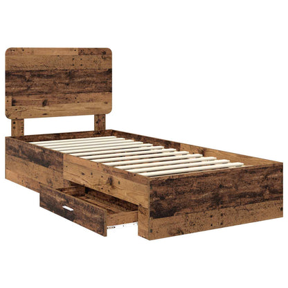 Bedframe met hoofdeinde Oudhout 100 x 200 cm Bewerkt hout