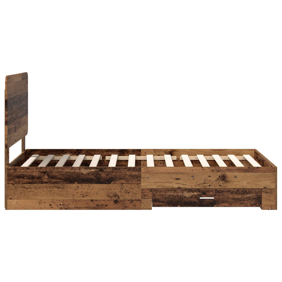 Bedframe met hoofdeinde Oudhout 100 x 200 cm Bewerkt hout