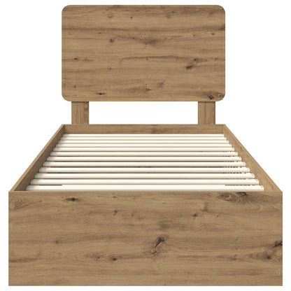 Bedframe met hoofdeinde Artisan Eiken 100 x 200 cm Bewerkt hout