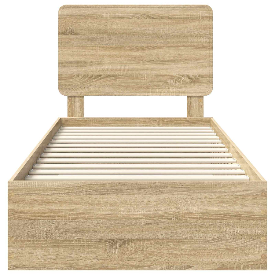 Bedframe met hoofdeinde Sonoma Eiken 90 x 200 cm Bewerkt hout