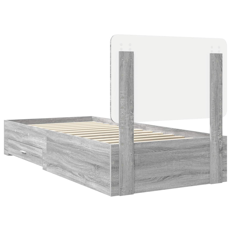 Bedframe met hoofdeinde Grijs Sonoma 90 x 200 cm Bewerkt hout