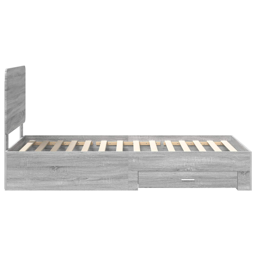 Bedframe met hoofdeinde Grijs Sonoma 90 x 200 cm Bewerkt hout