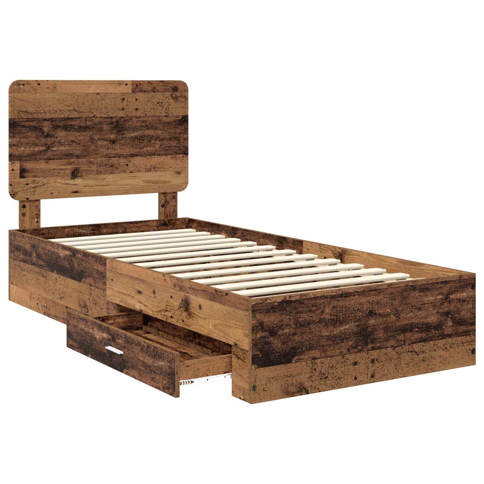 Bedframe met hoofdeinde Oudhout 90 x 200 cm Bewerkt hout