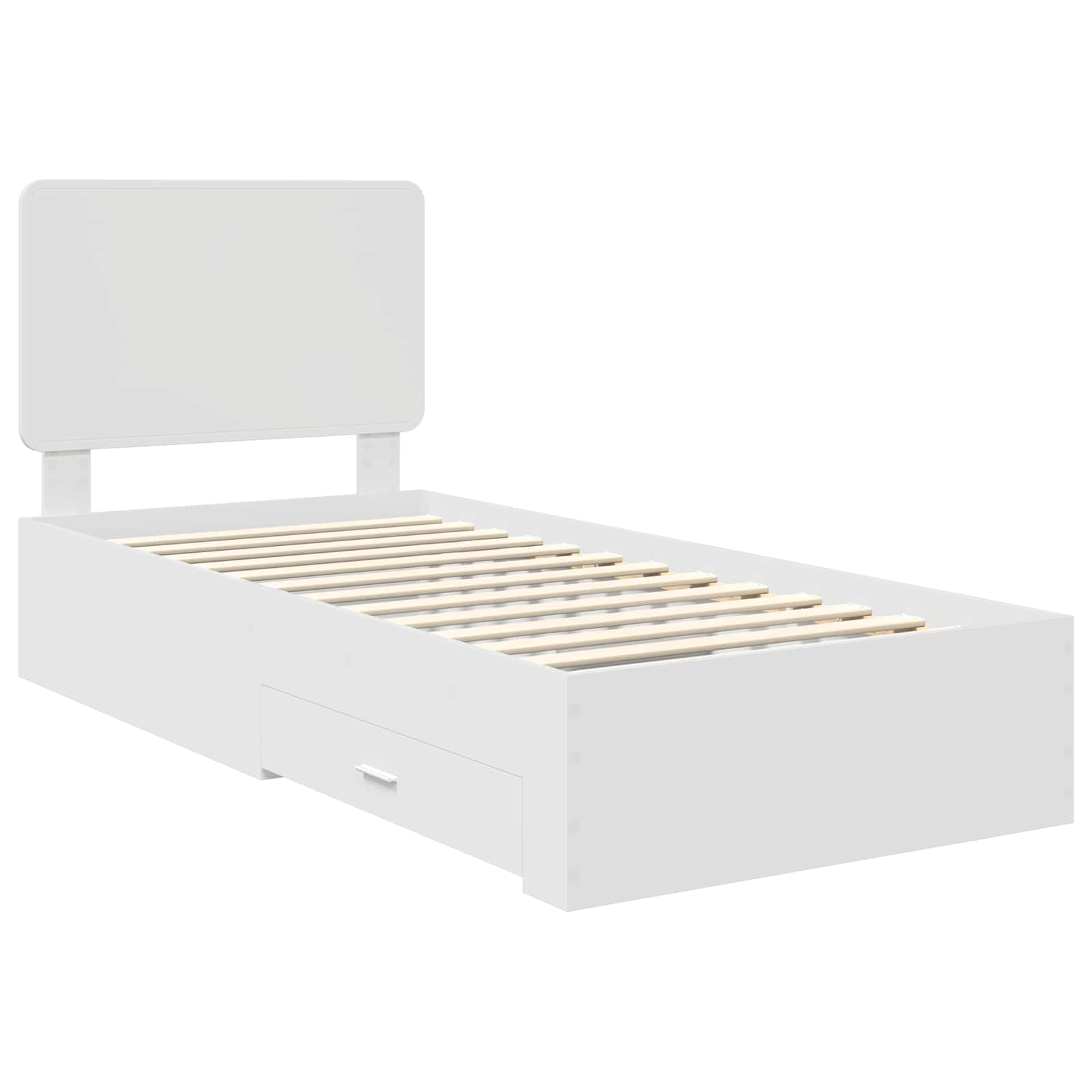 Bedframe met hoofdeinde met lade Wit 90 x 190 cm Bewerkt hout