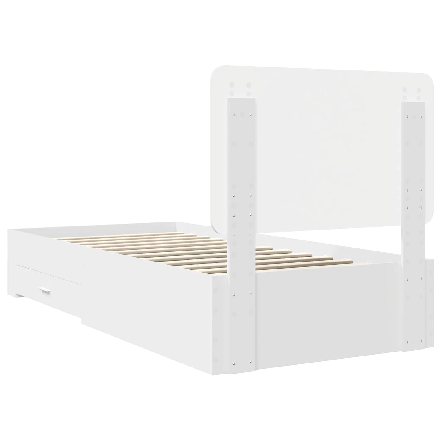 Bedframe met hoofdeinde met lade Wit 90 x 190 cm Bewerkt hout