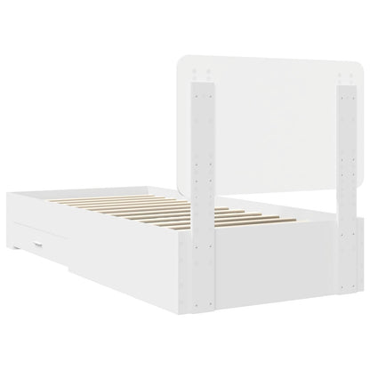 Bedframe met hoofdeinde met lade Wit 90 x 190 cm Bewerkt hout