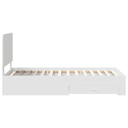 Bedframe met hoofdeinde met lade Wit 90 x 190 cm Bewerkt hout