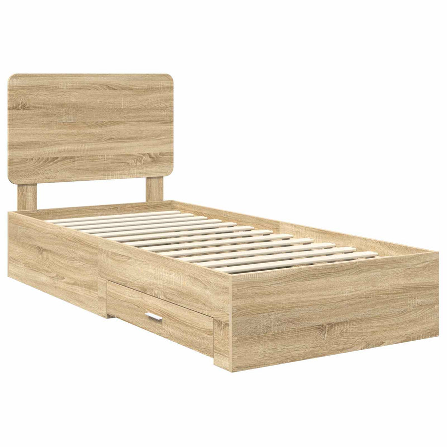 Bedframe met hoofdeinde Sonoma Eiken 90 x 190 cm Bewerkt hout