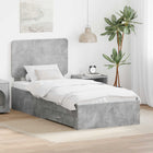 Bed frame with headboard Concrete Grey 90 x 190 cm Engineered wood