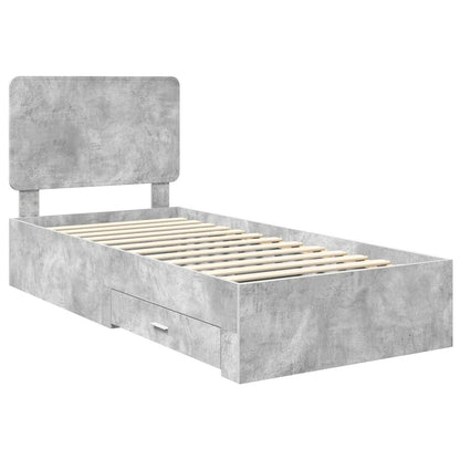 Bedframe met hoofdeinde Beton Grijs 90 x 190 cm Bewerkt hout