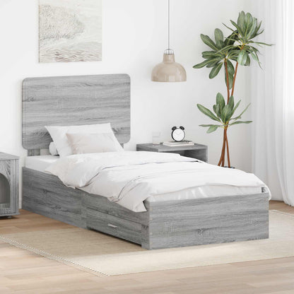 Bedframe met hoofdeinde Grijs Sonoma 90 x 190 cm Bewerkt hout