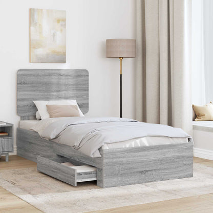 Bedframe met hoofdeinde Grijs Sonoma 90 x 190 cm Bewerkt hout