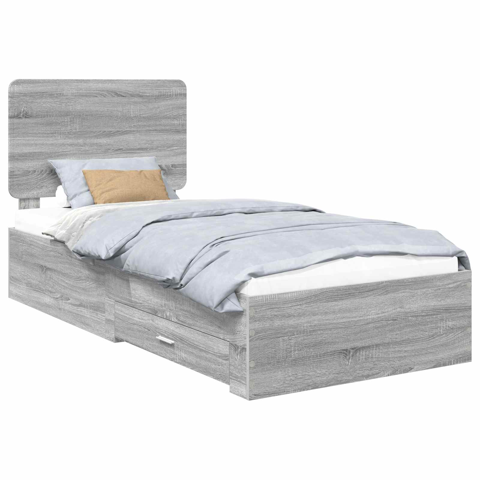 Bedframe met hoofdeinde Grijs Sonoma 90 x 190 cm Bewerkt hout