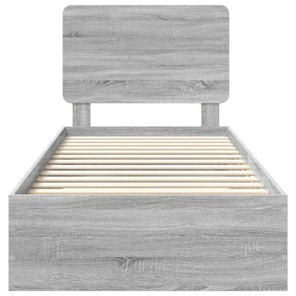 Bedframe met hoofdeinde Grijs Sonoma 90 x 190 cm Bewerkt hout